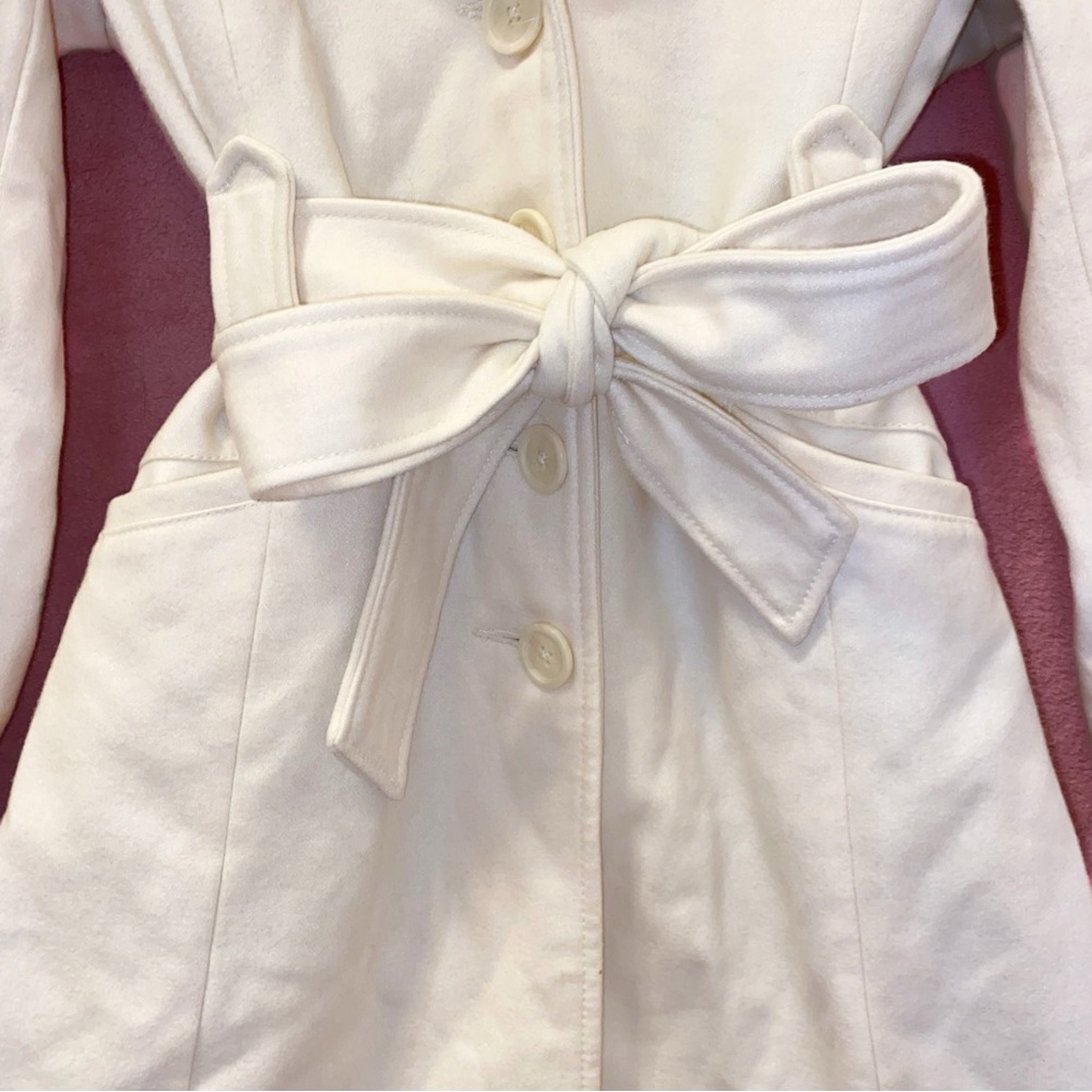 Merona White Coat Cream Purple Polka Dot Jacket Trench XL Extra Large Target - Picture 3 of 14